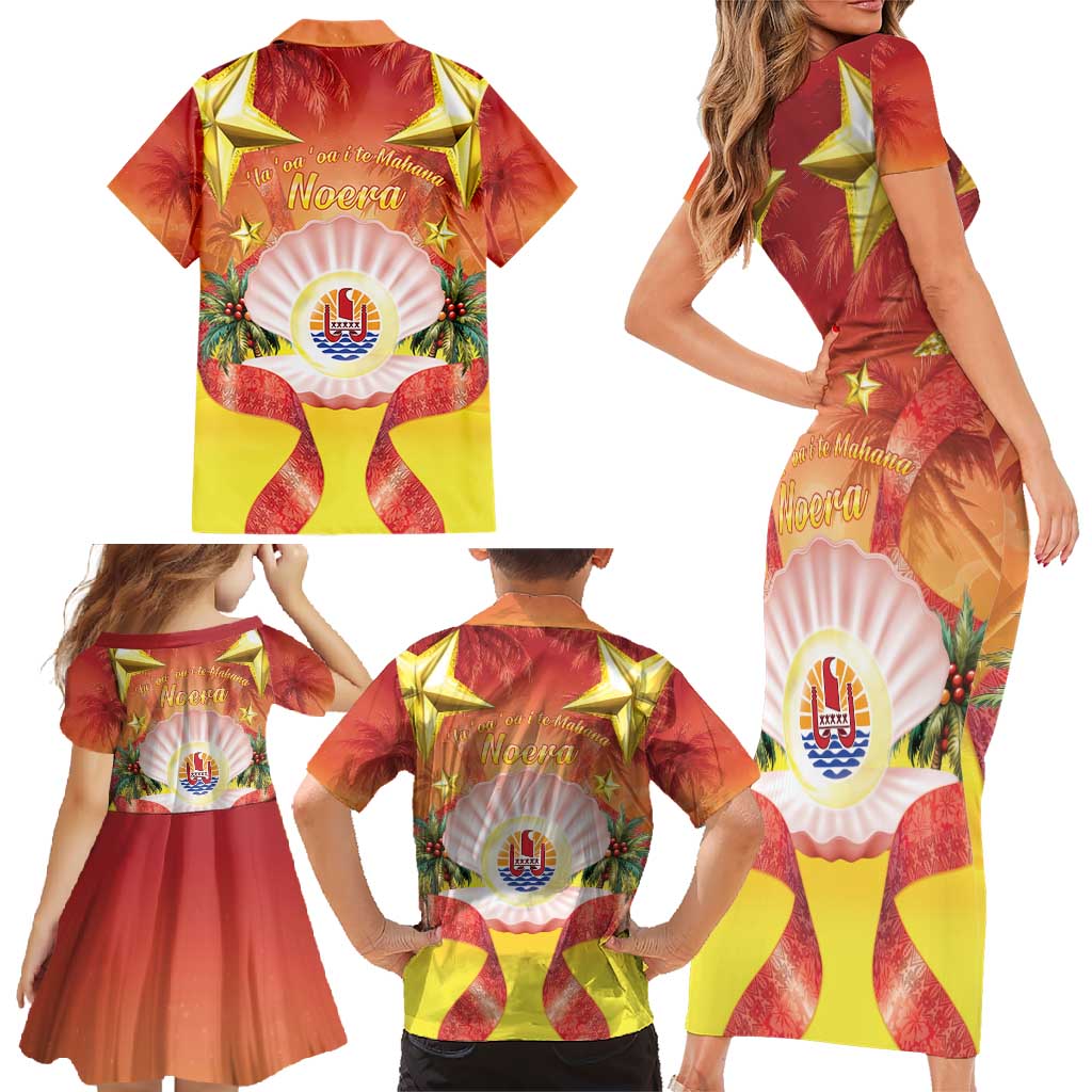 French Polynesia Christmas Family Matching Short Sleeve Bodycon Dress and Hawaiian Shirt Seashell Santa Beach Vibes LT05 - Polynesian Pride