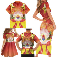 French Polynesia Christmas Family Matching Short Sleeve Bodycon Dress and Hawaiian Shirt Seashell Santa Beach Vibes LT05 - Polynesian Pride