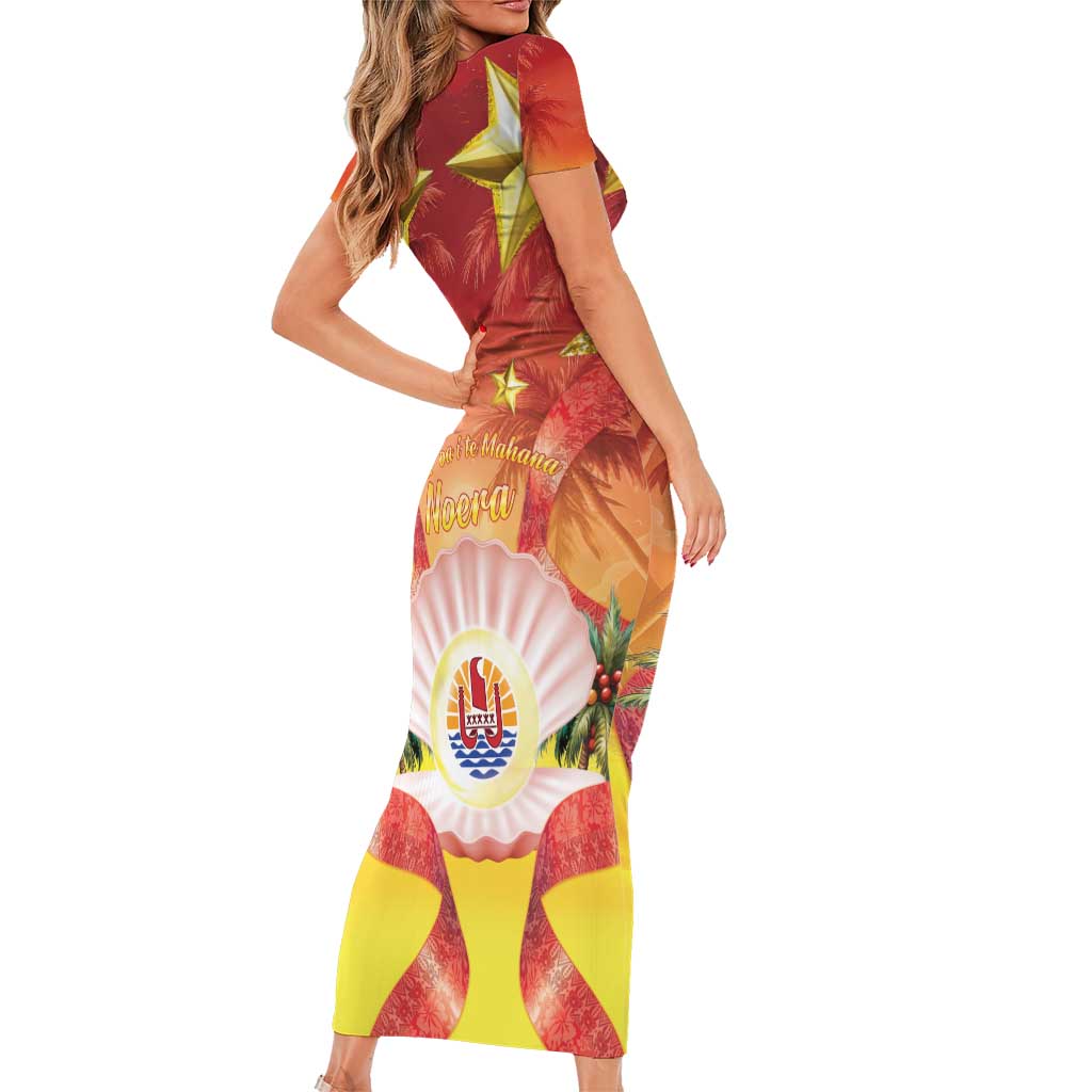 French Polynesia Christmas Family Matching Short Sleeve Bodycon Dress and Hawaiian Shirt Seashell Santa Beach Vibes LT05 - Polynesian Pride