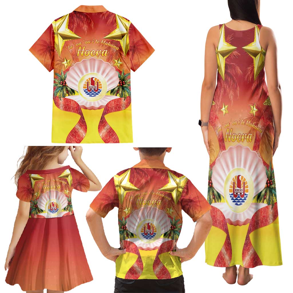 French Polynesia Christmas Family Matching Tank Maxi Dress and Hawaiian Shirt Seashell Santa Beach Vibes LT05 - Polynesian Pride