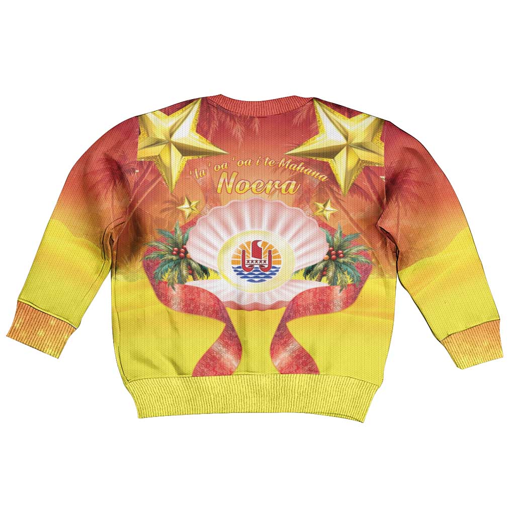 French Polynesia Christmas Kid Ugly Christmas Sweater Seashell Santa Beach Vibes LT05 - Polynesian Pride