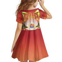French Polynesia Christmas Kid Short Sleeve Dress Seashell Santa Beach Vibes LT05 - Polynesian Pride