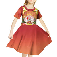 French Polynesia Christmas Kid Short Sleeve Dress Seashell Santa Beach Vibes LT05 - Polynesian Pride