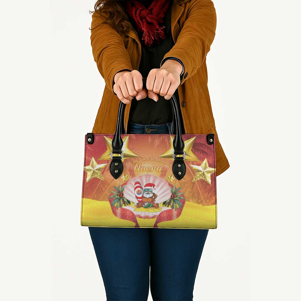 French Polynesia Christmas Leather Bag Seashell Santa Beach Vibes - Polynesian Pride