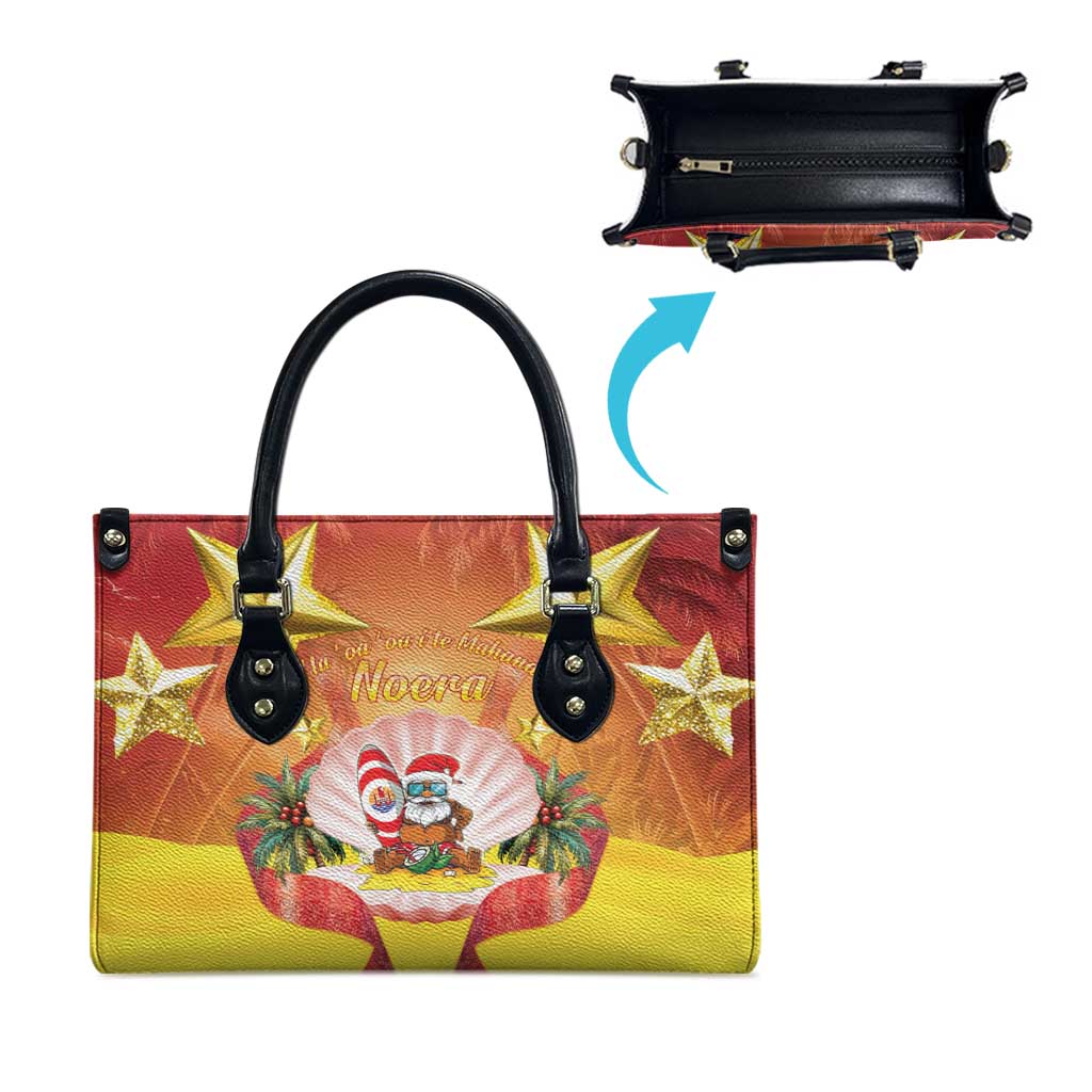 French Polynesia Christmas Leather Bag Seashell Santa Beach Vibes - Polynesian Pride