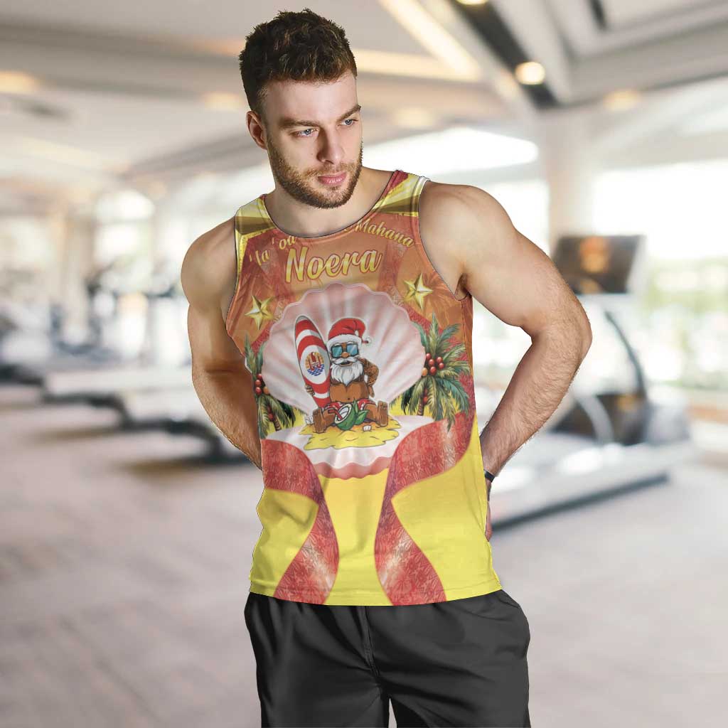 French Polynesia Christmas Men Tank Top Seashell Santa Beach Vibes - Polynesian Pride