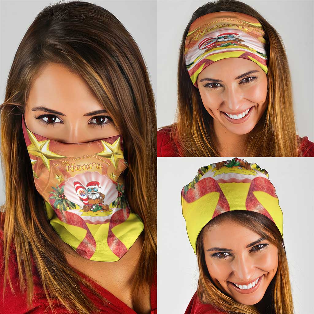 French Polynesia Christmas Neck Gaiter Seashell Santa Beach Vibes - Polynesian Pride