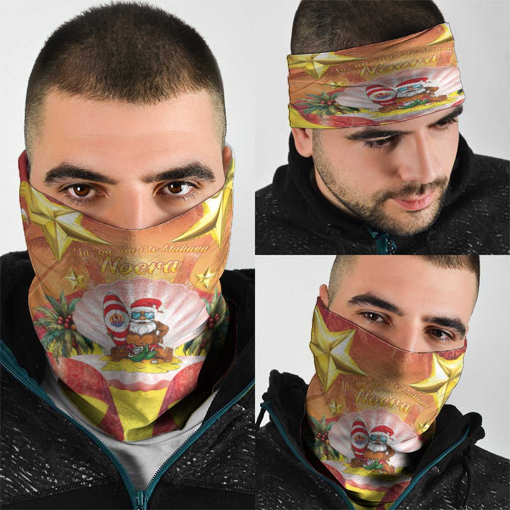 French Polynesia Christmas Neck Gaiter Seashell Santa Beach Vibes - Polynesian Pride