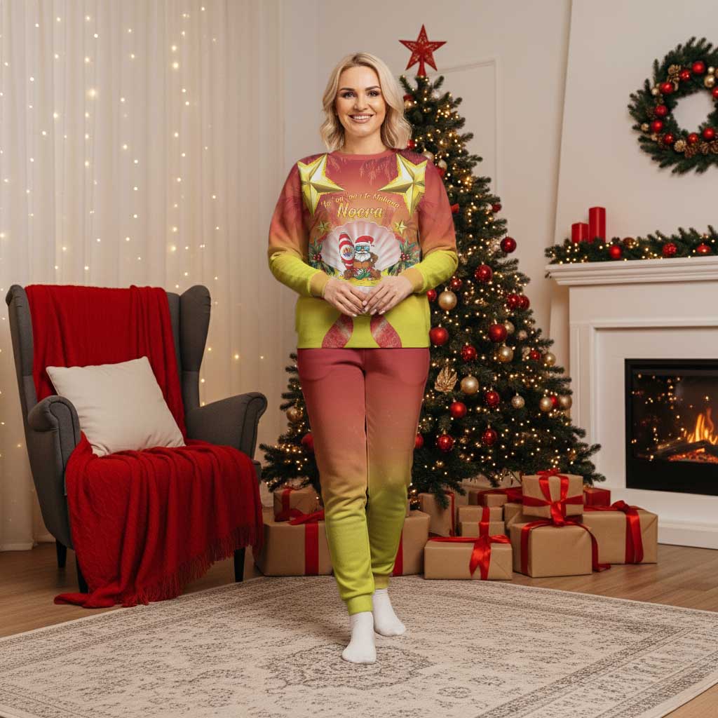 French Polynesia Christmas Pajama Set Seashell Santa Beach Vibes - Polynesian Pride