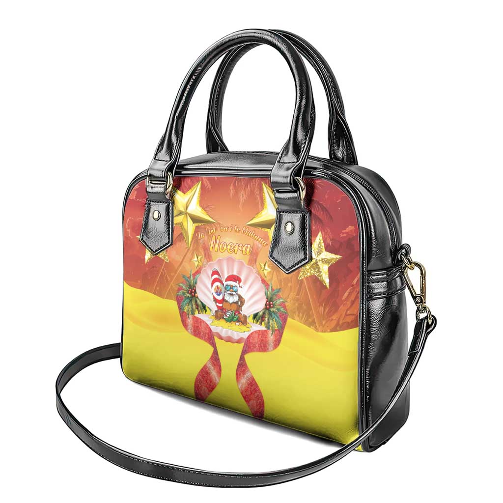 French Polynesia Christmas Shoulder Handbag Seashell Santa Beach Vibes - Polynesian Pride