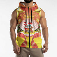 French Polynesia Christmas Sleeveless Zip Hoodie Seashell Santa Beach Vibes LT05 - Polynesian Pride