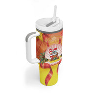 French Polynesia Christmas Tumbler With Handle Seashell Santa Beach Vibes - Polynesian Pride