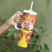 French Polynesia Christmas Tumbler With Handle Seashell Santa Beach Vibes - Polynesian Pride