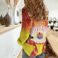 French Polynesia Christmas Women Casual Shirt Seashell Santa Beach Vibes - Polynesian Pride