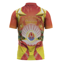 French Polynesia Christmas Zipper Polo Shirt Seashell Santa Beach Vibes - Polynesian Pride