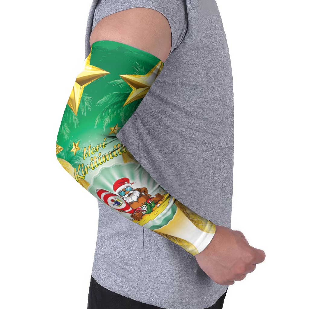 Cook Islands Christmas Arm Sleeves Seashell Santa Beach Vibes - Polynesian Pride