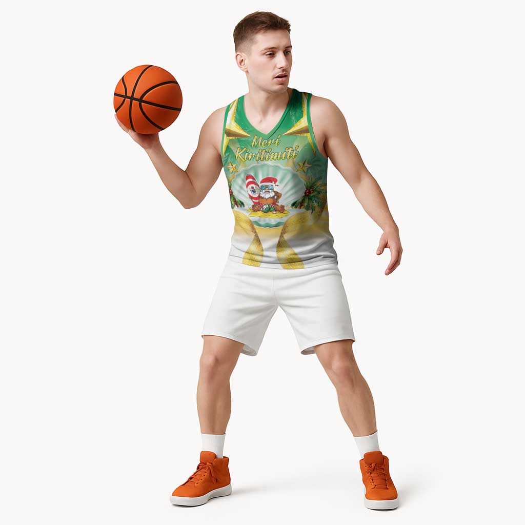 Cook Islands Christmas Basketball Jersey Seashell Santa Beach Vibes - Polynesian Pride