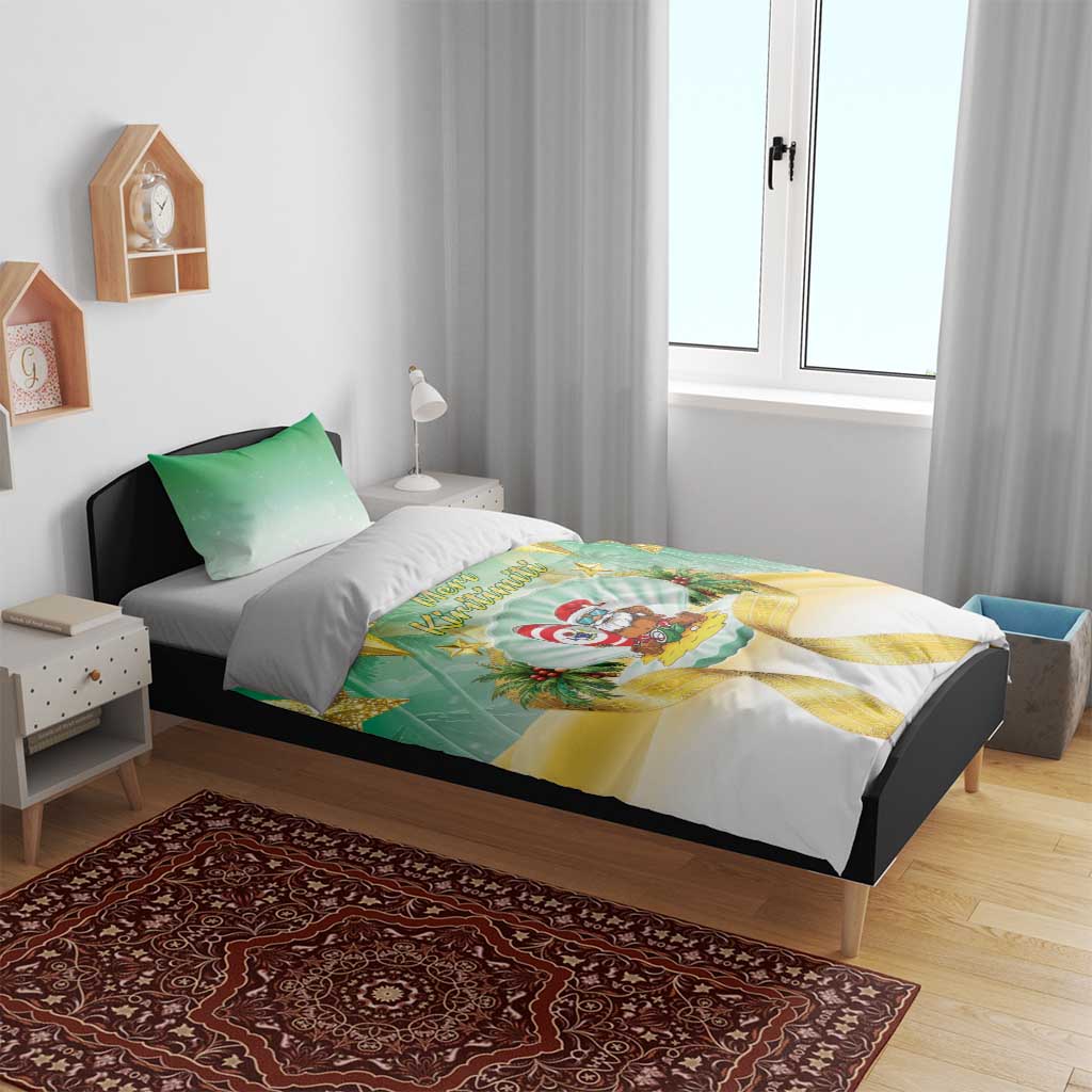 Cook Islands Christmas Bedding Set Seashell Santa Beach Vibes - Polynesian Pride
