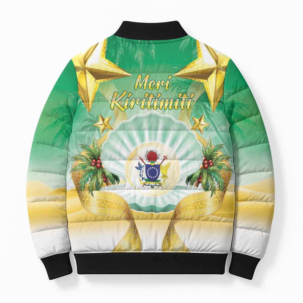 Cook Islands Christmas Bomber Puffer Jacket Seashell Santa Beach Vibes - Polynesian Pride