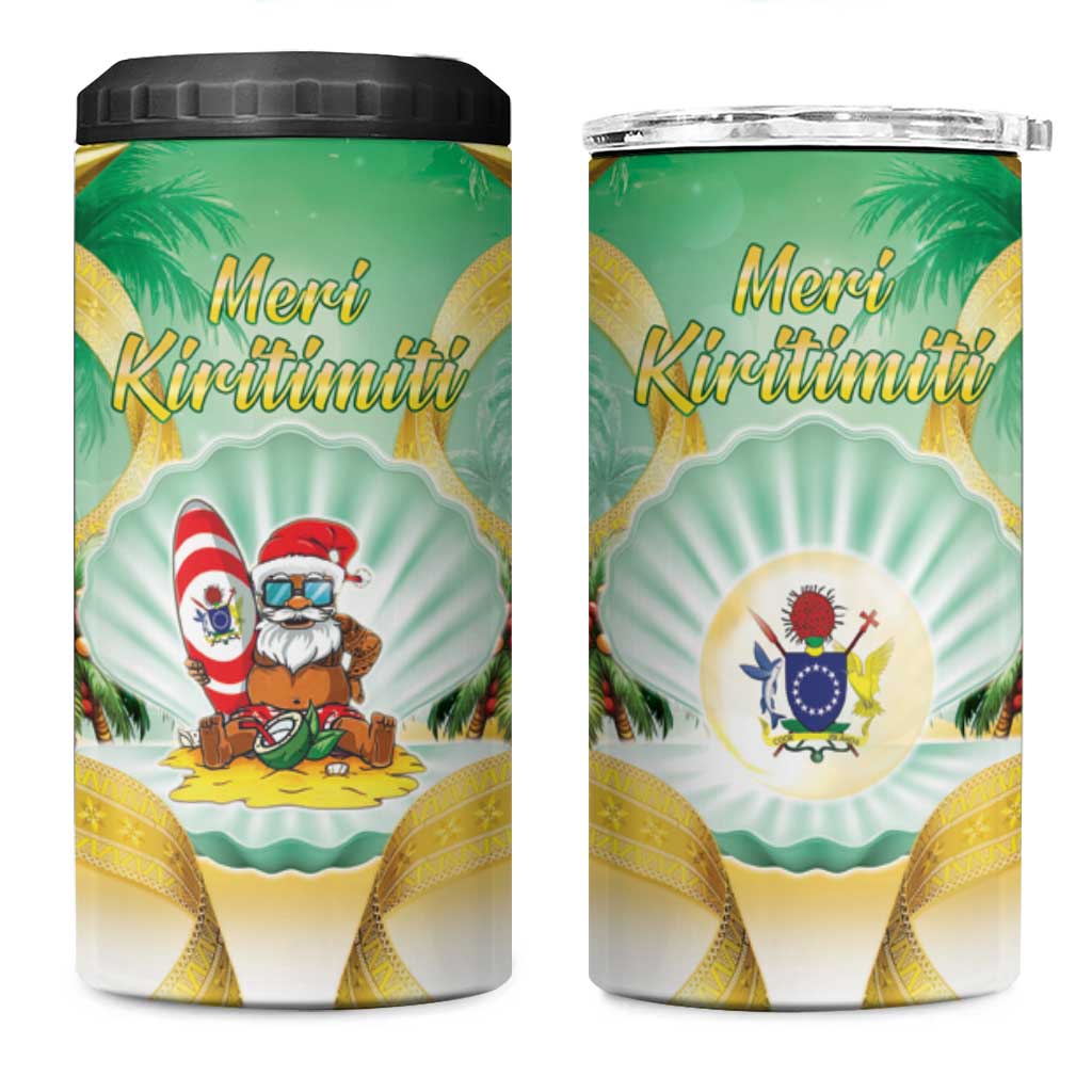 Cook Islands Christmas 4 in 1 Can Cooler Tumbler Seashell Santa Beach Vibes - Polynesian Pride