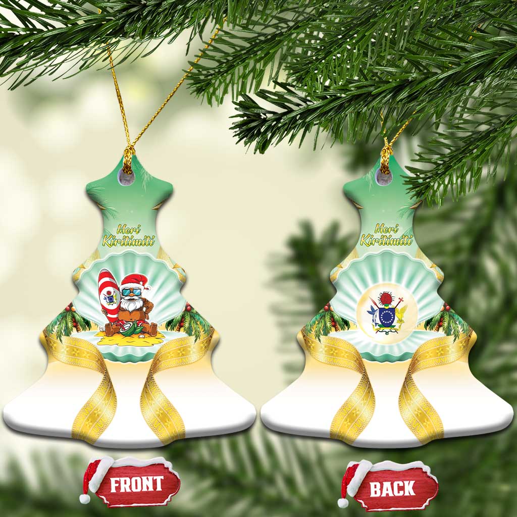 Cook Islands Christmas Ceramic Ornament Seashell Santa Beach Vibes - Polynesian Pride
