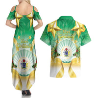 Cook Islands Christmas Couples Matching Summer Maxi Dress and Hawaiian Shirt Seashell Santa Beach Vibes LT05 - Polynesian Pride