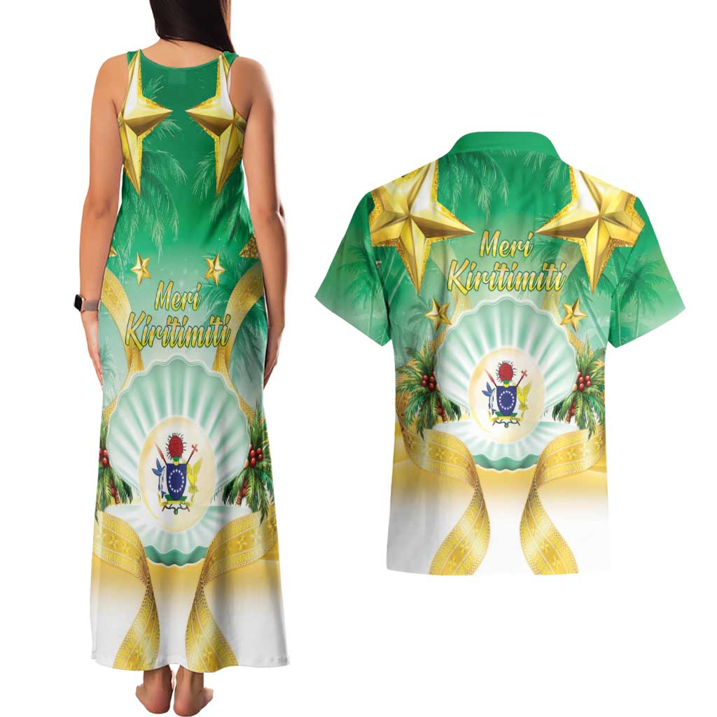 Cook Islands Christmas Couples Matching Tank Maxi Dress and Hawaiian Shirt Seashell Santa Beach Vibes LT05 - Polynesian Pride