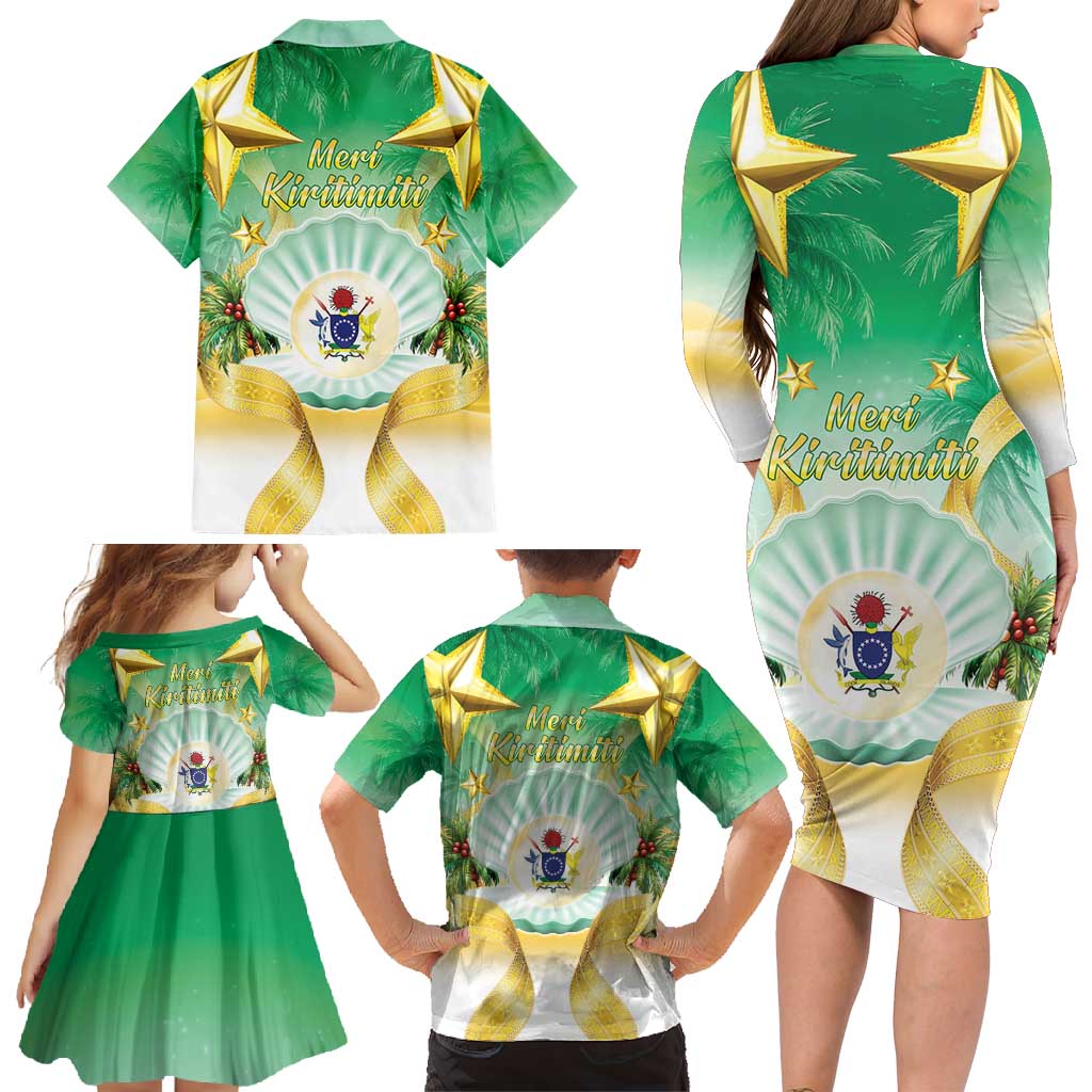 Cook Islands Christmas Family Matching Long Sleeve Bodycon Dress and Hawaiian Shirt Seashell Santa Beach Vibes LT05 - Polynesian Pride