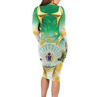 Cook Islands Christmas Family Matching Long Sleeve Bodycon Dress and Hawaiian Shirt Seashell Santa Beach Vibes LT05 - Polynesian Pride