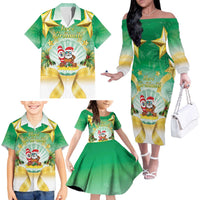 Cook Islands Christmas Family Matching Off The Shoulder Long Sleeve Dress and Hawaiian Shirt Seashell Santa Beach Vibes LT05 - Polynesian Pride