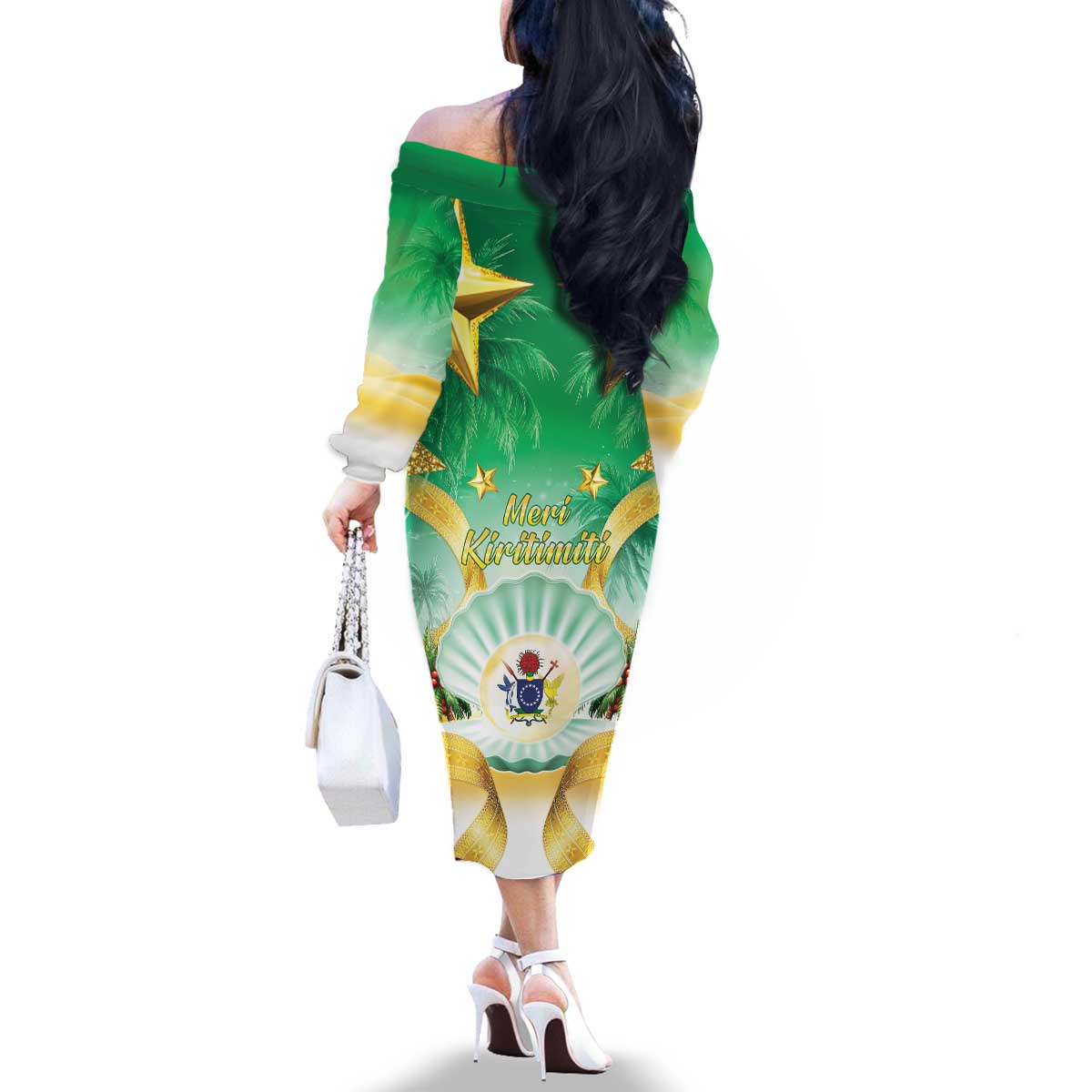 Cook Islands Christmas Family Matching Off The Shoulder Long Sleeve Dress and Hawaiian Shirt Seashell Santa Beach Vibes LT05 - Polynesian Pride