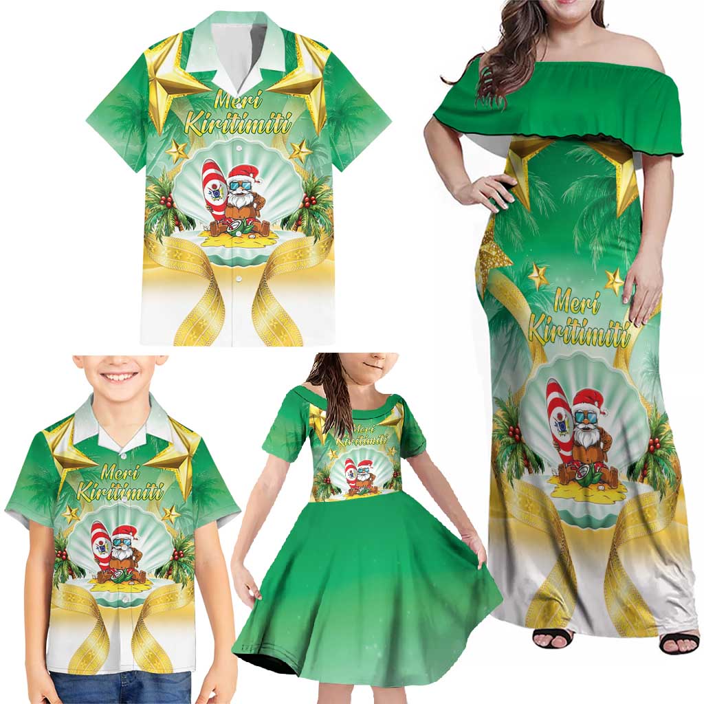Cook Islands Christmas Family Matching Off Shoulder Maxi Dress and Hawaiian Shirt Seashell Santa Beach Vibes LT05 - Polynesian Pride