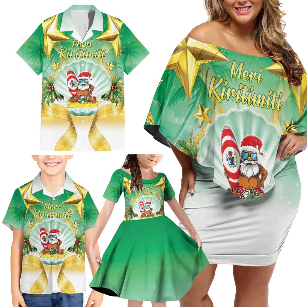 Cook Islands Christmas Family Matching Off Shoulder Short Dress and Hawaiian Shirt Seashell Santa Beach Vibes LT05 - Polynesian Pride