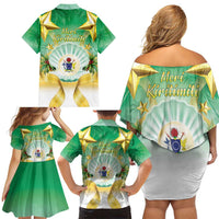 Cook Islands Christmas Family Matching Off Shoulder Short Dress and Hawaiian Shirt Seashell Santa Beach Vibes LT05 - Polynesian Pride