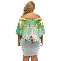 Cook Islands Christmas Family Matching Off Shoulder Short Dress and Hawaiian Shirt Seashell Santa Beach Vibes LT05 - Polynesian Pride