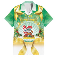 Cook Islands Christmas Family Matching Puletasi and Hawaiian Shirt Seashell Santa Beach Vibes LT05 Dad's Shirt - Short Sleeve Green - Polynesian Pride