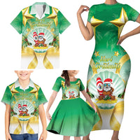 Cook Islands Christmas Family Matching Short Sleeve Bodycon Dress and Hawaiian Shirt Seashell Santa Beach Vibes LT05 - Polynesian Pride