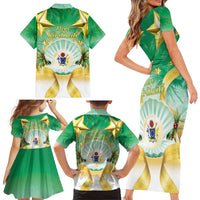 Cook Islands Christmas Family Matching Short Sleeve Bodycon Dress and Hawaiian Shirt Seashell Santa Beach Vibes LT05 - Polynesian Pride