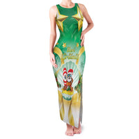 Cook Islands Christmas Family Matching Tank Maxi Dress and Hawaiian Shirt Seashell Santa Beach Vibes LT05 Mom's Dress Green - Polynesian Pride