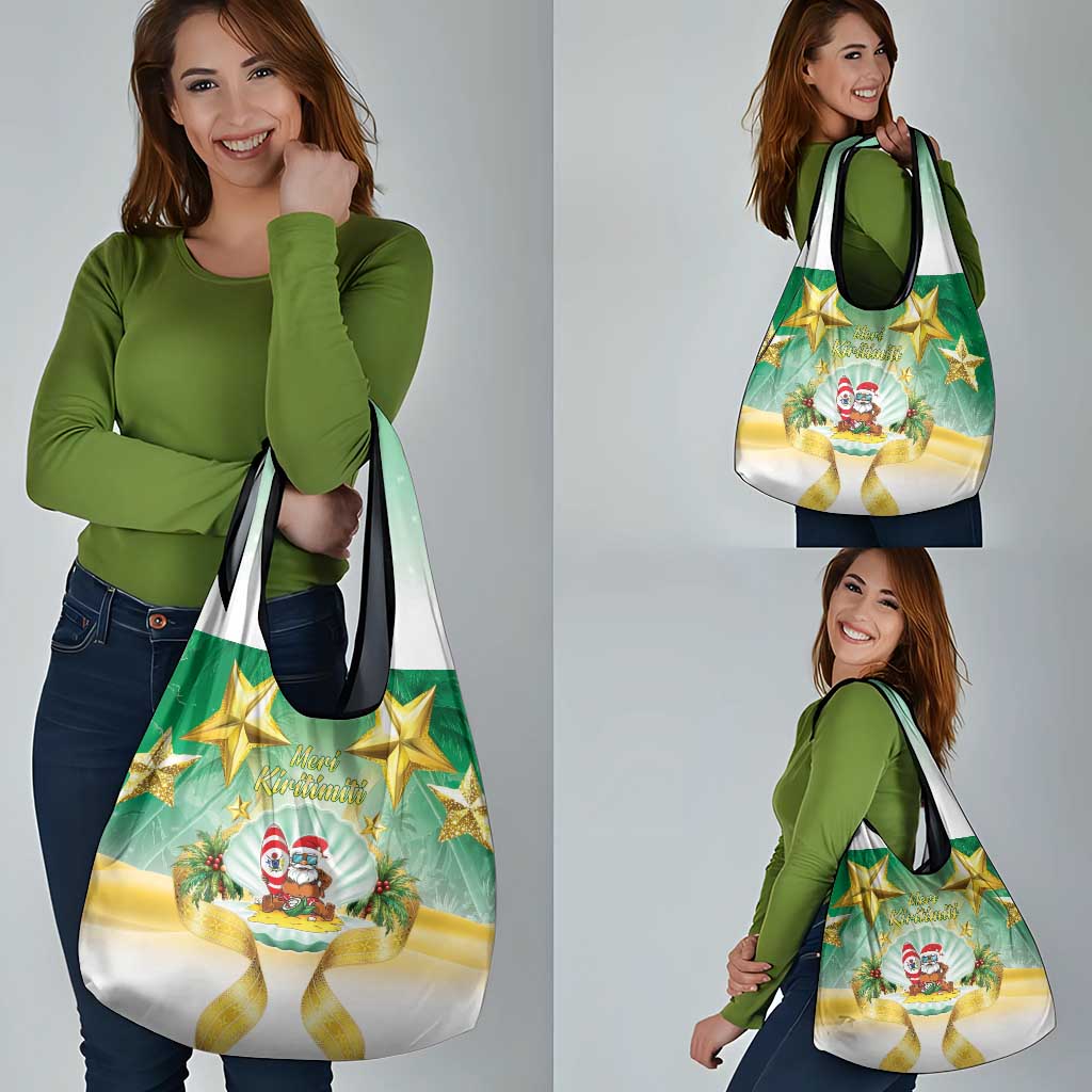 Cook Islands Christmas Grocery Bag Seashell Santa Beach Vibes LT05 - Polynesian Pride