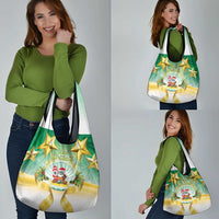 Cook Islands Christmas Grocery Bag Seashell Santa Beach Vibes LT05 - Polynesian Pride