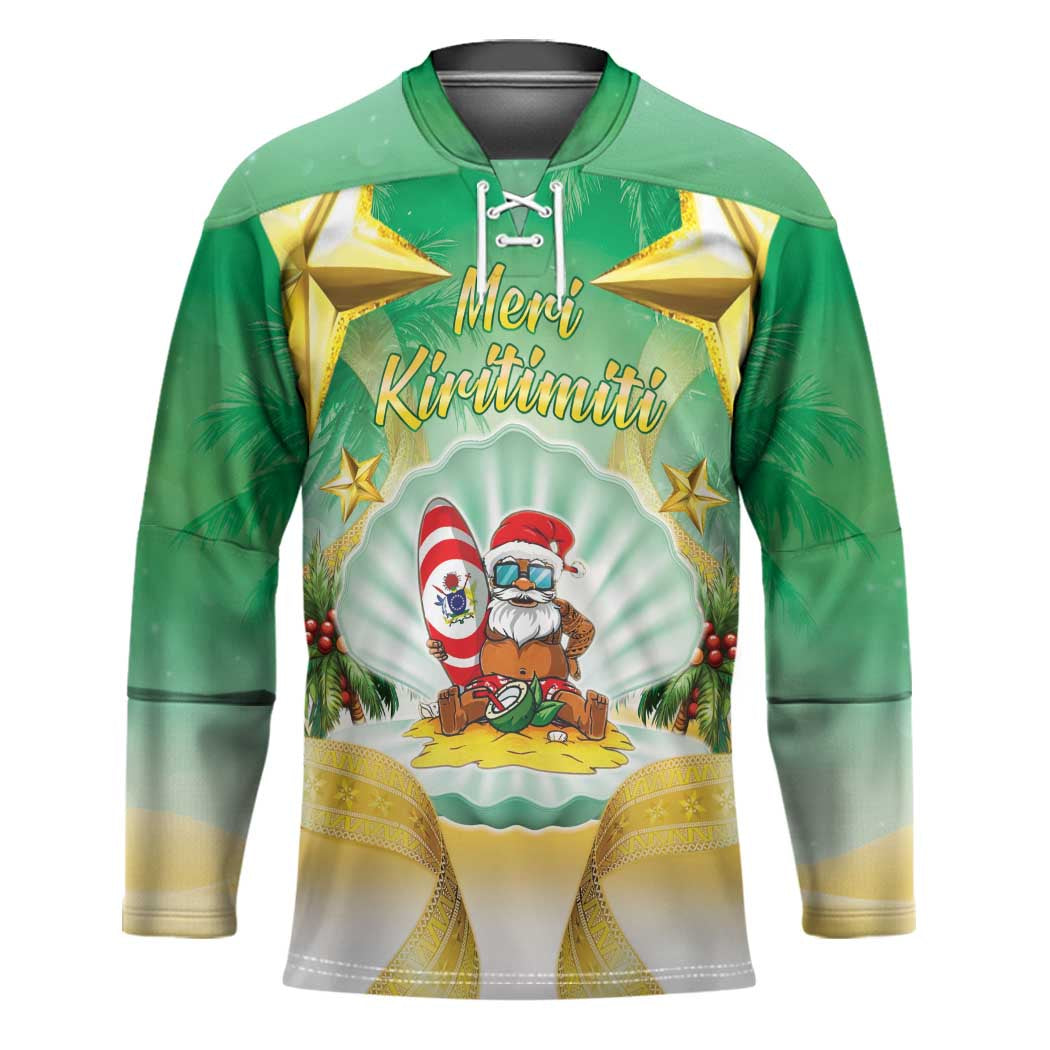 Cook Islands Christmas Hockey Jersey Seashell Santa Beach Vibes - Polynesian Pride