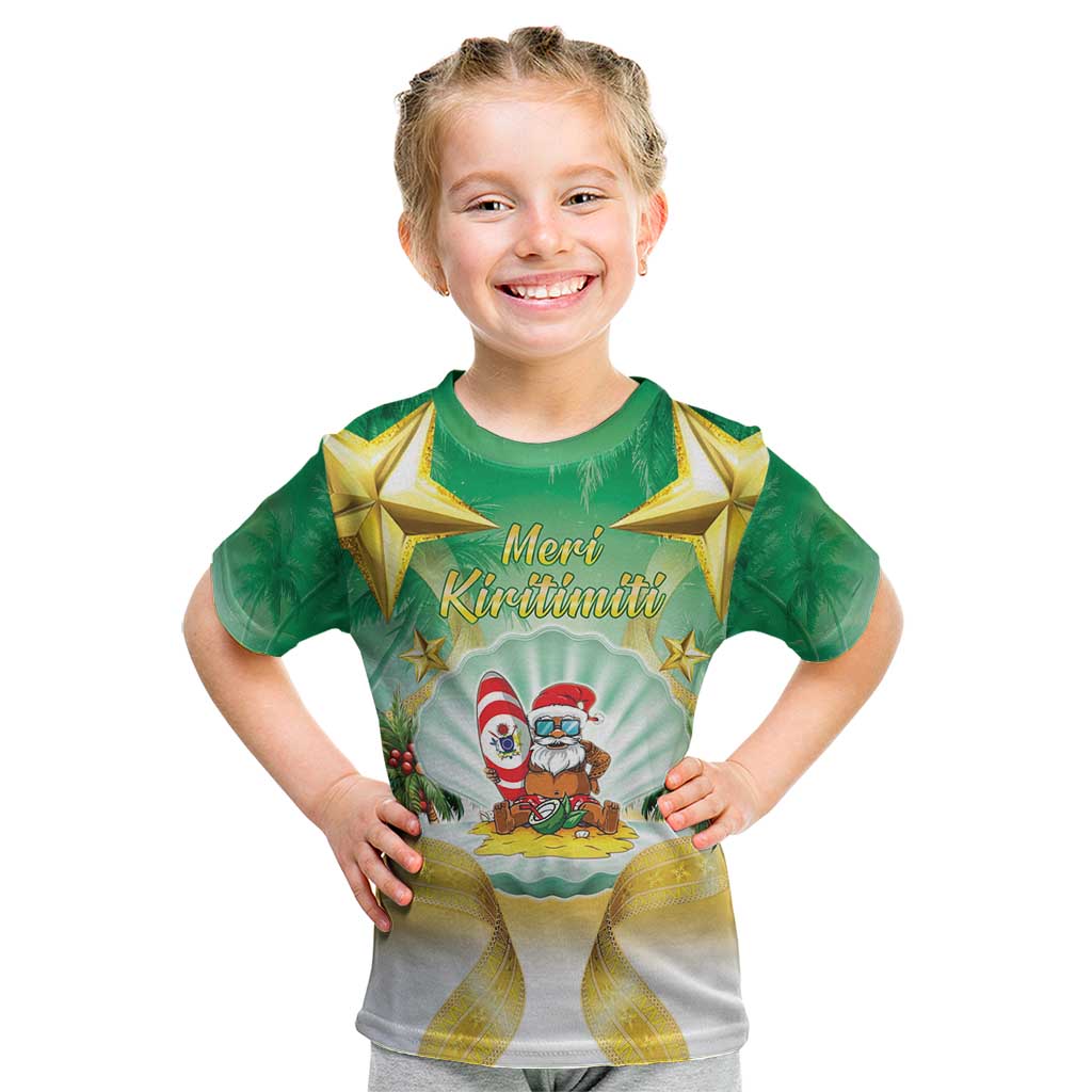 Cook Islands Christmas Kid T Shirt Seashell Santa Beach Vibes - Polynesian Pride