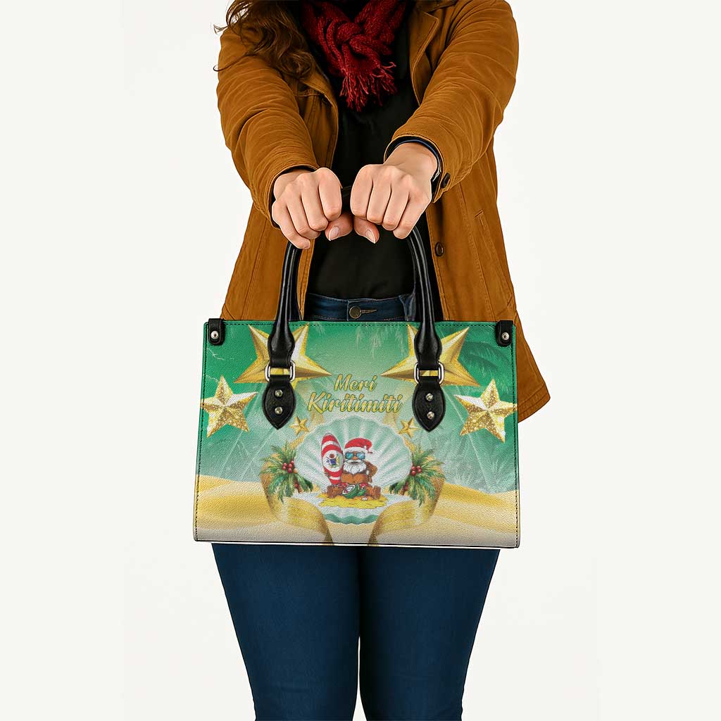 Cook Islands Christmas Leather Bag Seashell Santa Beach Vibes - Polynesian Pride