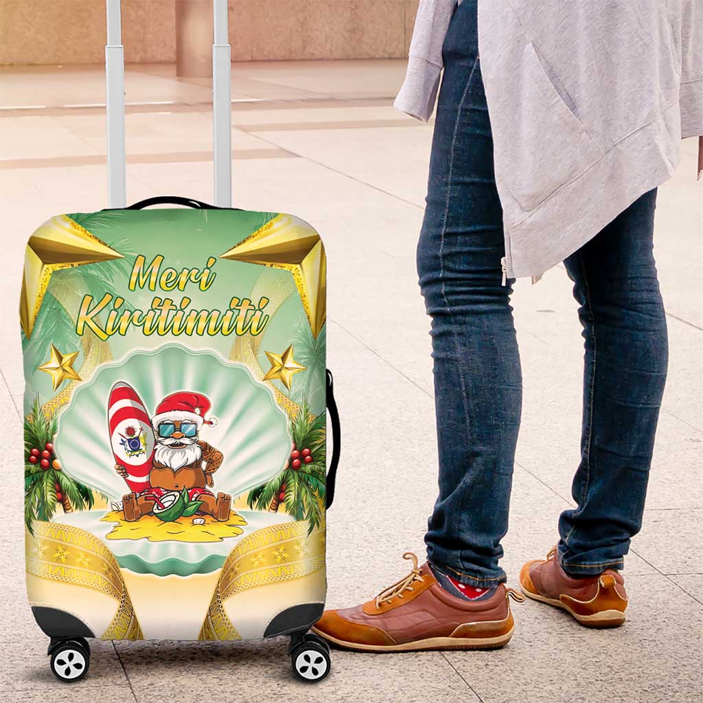Cook Islands Christmas Luggage Cover Seashell Santa Beach Vibes LT05 Green - Polynesian Pride