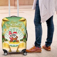 Cook Islands Christmas Luggage Cover Seashell Santa Beach Vibes LT05 Green - Polynesian Pride