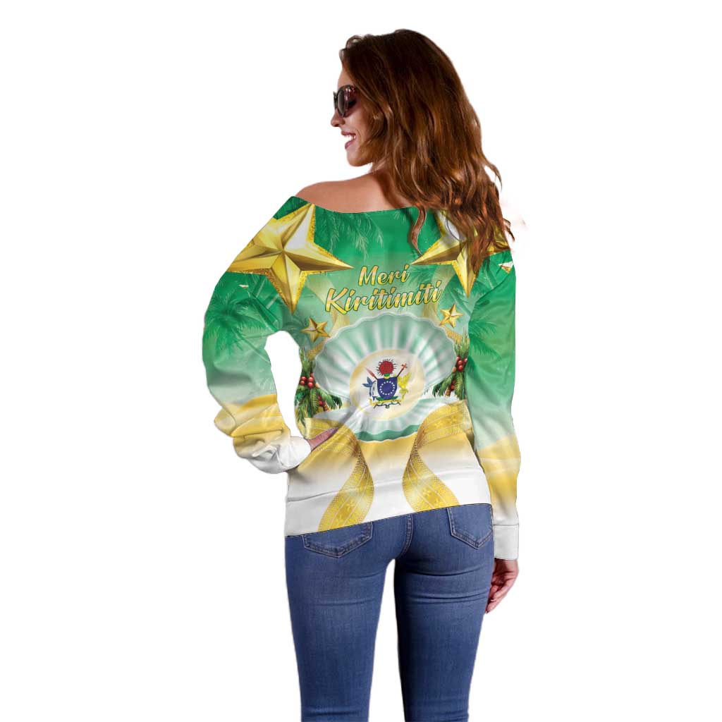 Cook Islands Christmas Off Shoulder Sweater Seashell Santa Beach Vibes - Polynesian Pride
