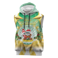 Cook Islands Christmas Sleeveless Hoodie Seashell Santa Beach Vibes - Polynesian Pride