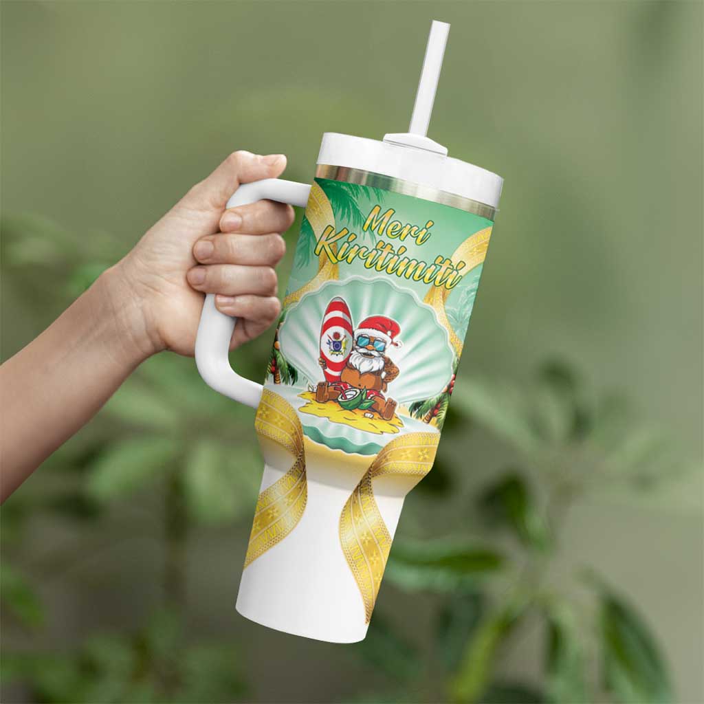 Cook Islands Christmas Tumbler With Handle Seashell Santa Beach Vibes - Polynesian Pride