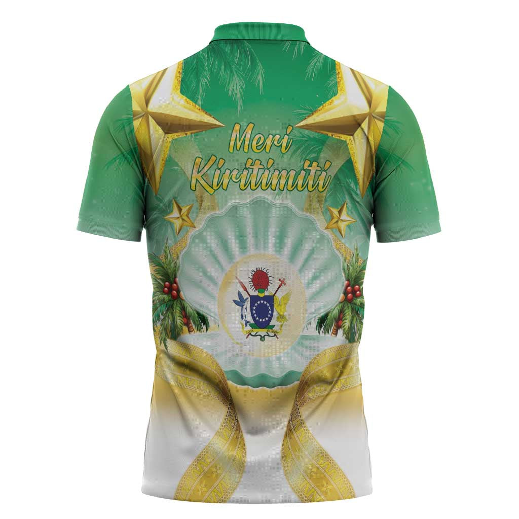 Cook Islands Christmas Zipper Polo Shirt Seashell Santa Beach Vibes - Polynesian Pride